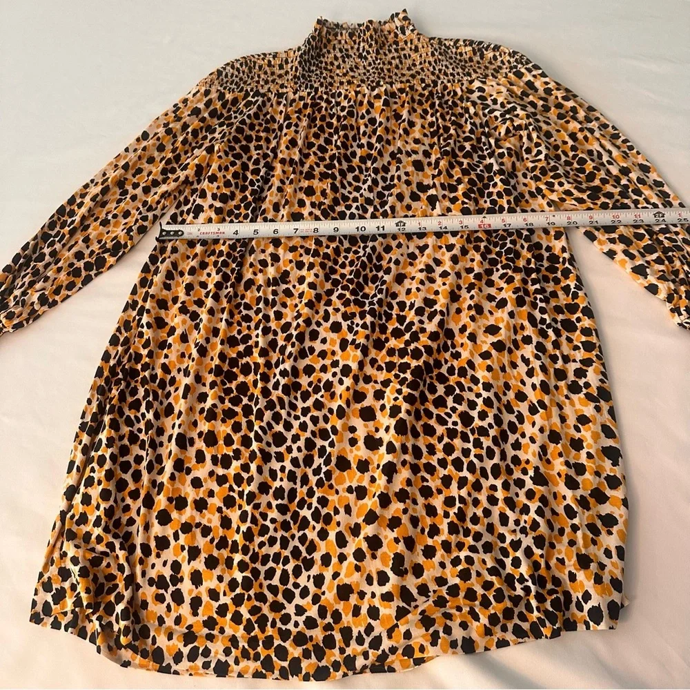 Ann Taylor Leopard Mock Turtleneck Long Sleeve Swing Dress XS extra small Petite - Picture 5 of 9
